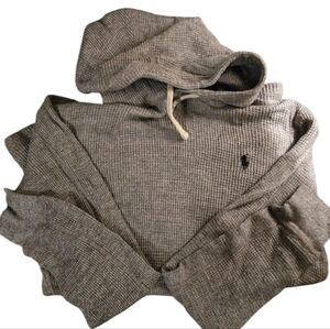 Polo Ralph Lauren Gray Waffle Hoodie Women Size Medium Cotton 100%
